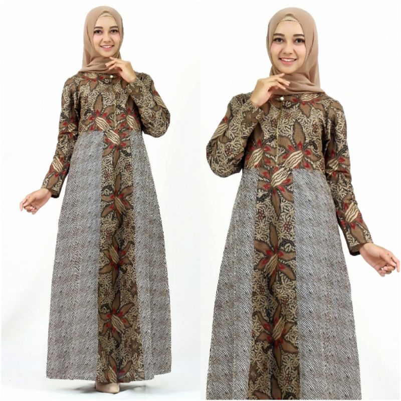 Gamis Batik Modern Jumbo Big Size M L XL XXL Batik Hijab Long Dress Muslim SKR