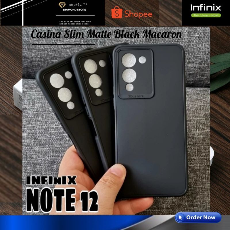 INFINIX NOTE 12 PREMIUM SOFT CASE CAMERA PROTECTION CASING SLIM MATTE BLACK MACARON