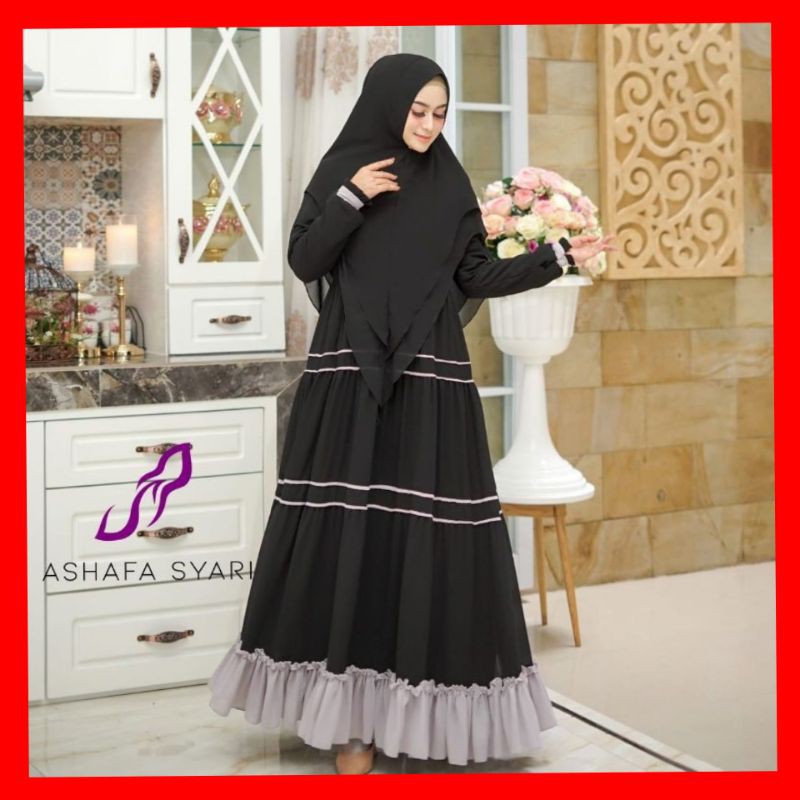 Malika Gamis Wanita Terbaru Kekinian Busui Polos Ceruty Mewah Elegan