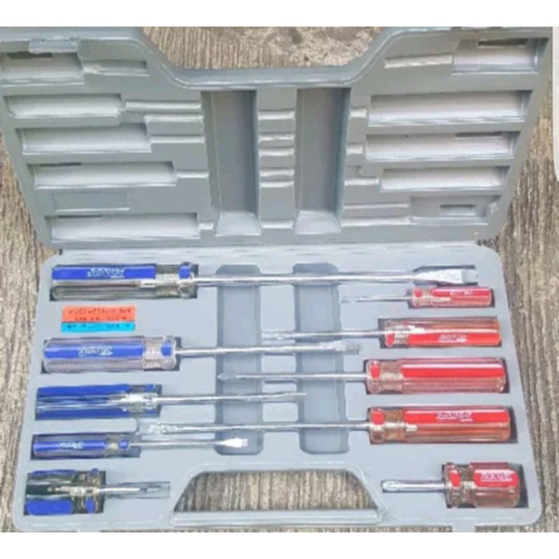 Obeng Set 10 Pcs Plus dan Min Gagang Bening Obeng min obeng plus komplit