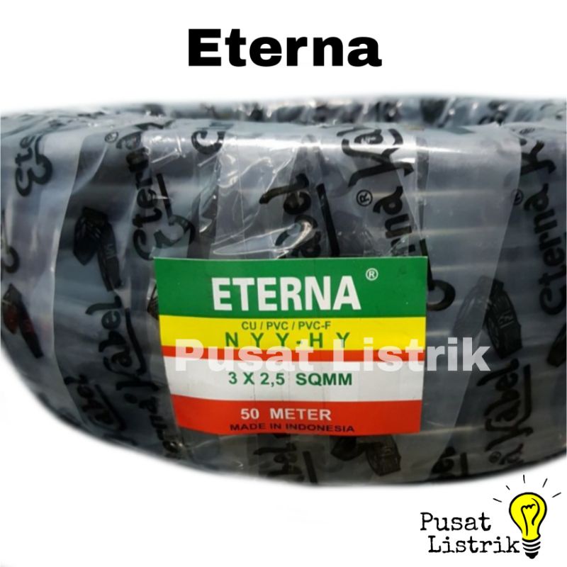 Kabel Eterna NYYHYO 3x2,5mm Serabut Hitam Kabel Serabut 3x2.5mm (Harga Permeter)