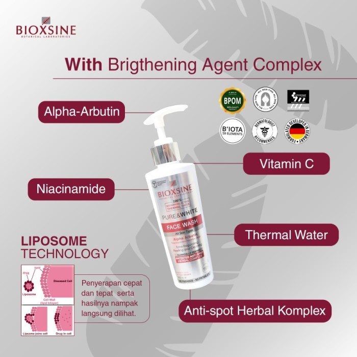 Bioxsine Pure &amp; White Face Wash 200ml BPOM