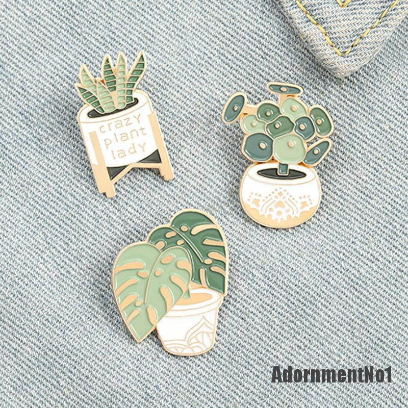 (Adornmentno1) Bros Pin Enamel Bentuk Pot Tanaman Untuk Aksesoris Pakaian / Tas