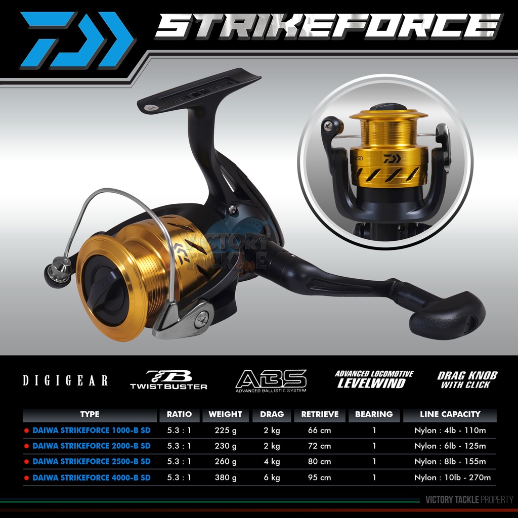 Reel Pancing Spinning Daiwa Strikeforce 1000-B SD / 2500-B SD / 4000-B SD - Alat Pancing Gulungan Jo