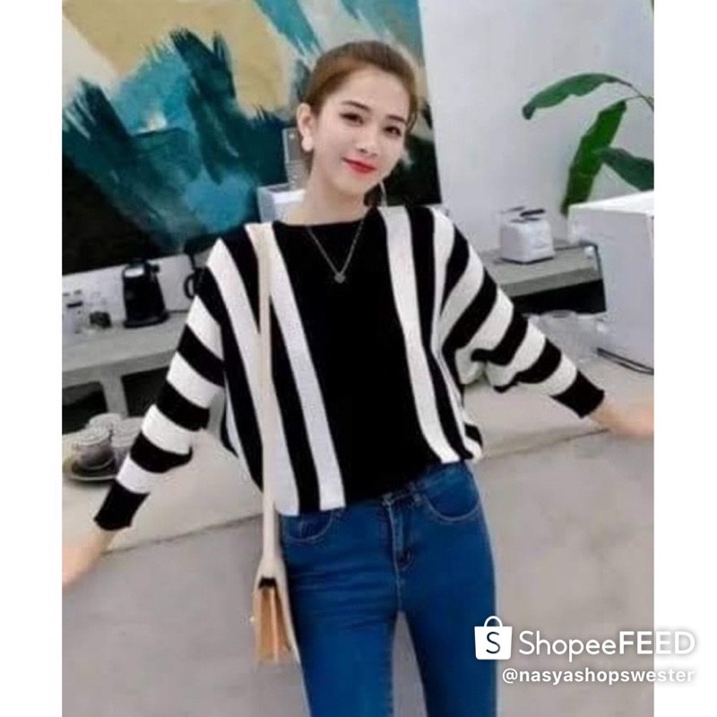 BLOUSE PRILY BATWING SALUR/BAJU WANITA/RAJUT WANITA PREMIUM