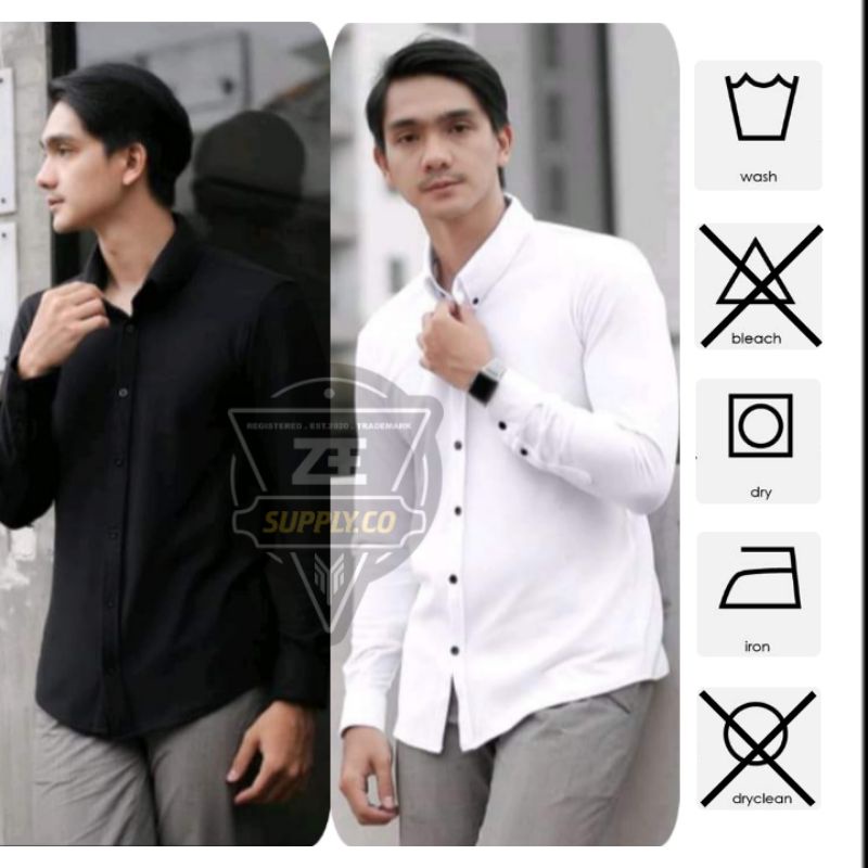 KEMEJA / HEM Polos Pria Kasual / Formal warna Hitam &amp; Putih Simple