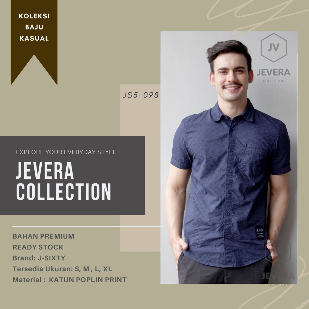 Baju Cowok Kemeja Pria Keren Kemeja Kasual Navy Lengan Pendek Pakaian  Pria Kekinian 2020 js5-098