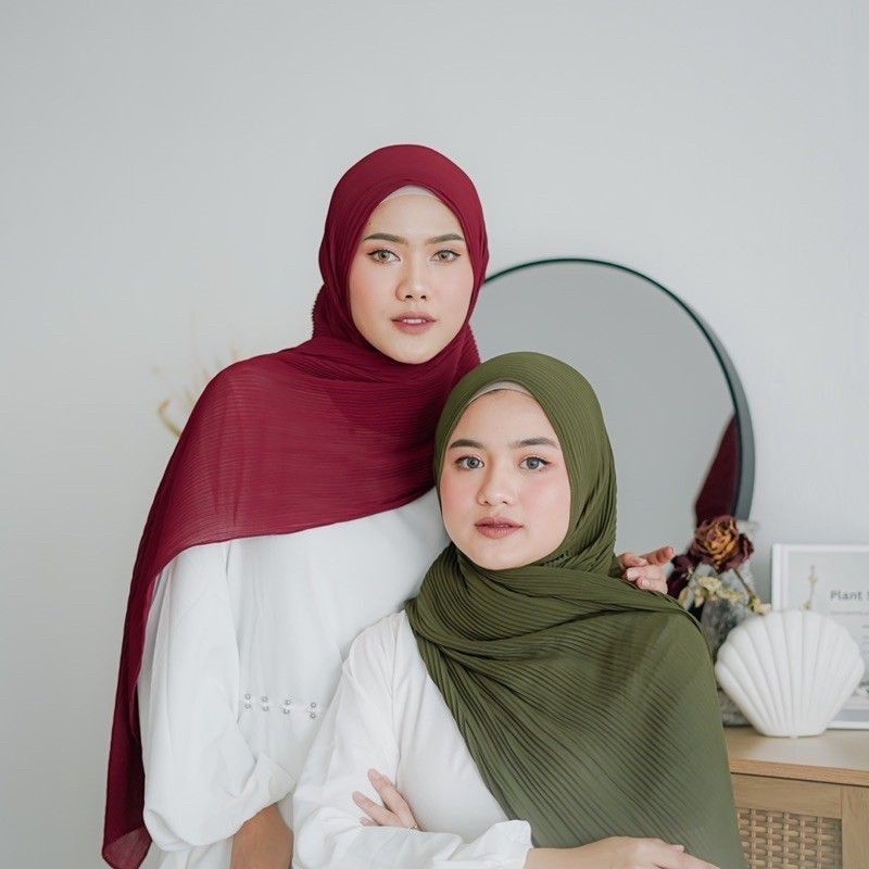 Pashmina Plisket Ceruty BabyDoll Terbaru Kerudung Pashmina Plisket Termurah Safa Hijab