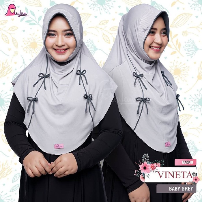 MiuLan Bergo Hijab Jilbab Kerudung Adem Cantik Pita Lucu Unik VINETA