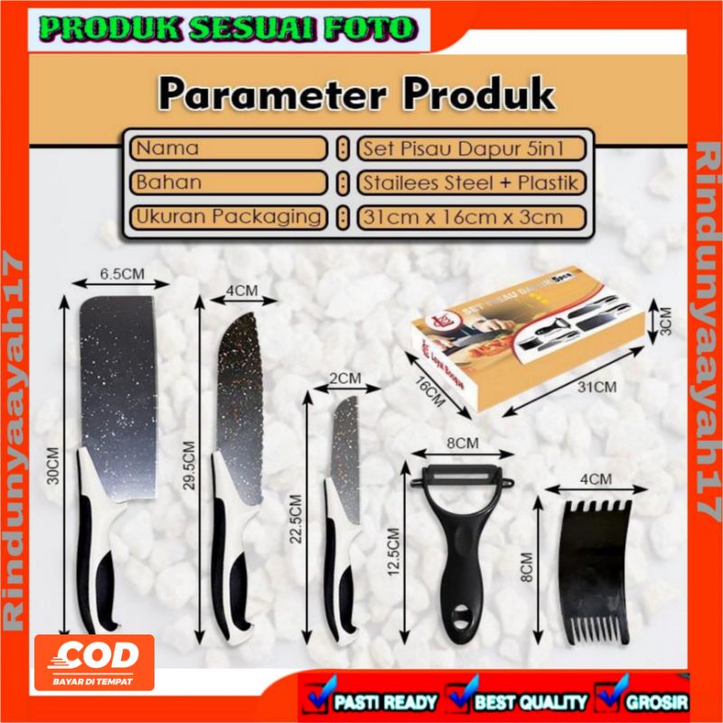 [RA] PISAU DAPUR SET SUPER TAJAM PREMIUM BATU MAIFAN 6 PCS BERKUALITAS TINGGI