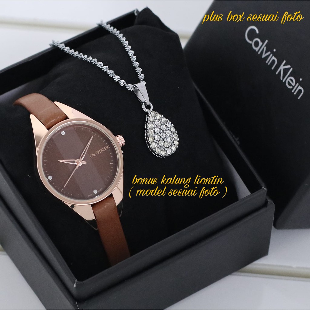 SET FASHION WANITA (JAM TANGAN ANALOG+KALUNG+BOX)