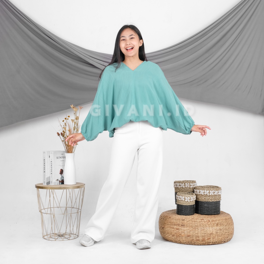 Blouse Wanita Jumbo Oversize Outfit Baju Atasan Wanita Big Size Ootd Blus Wanita Lengan Panjang-7