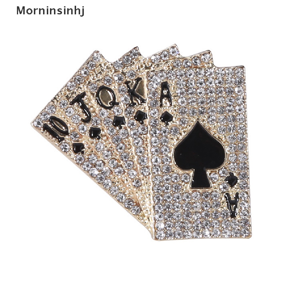 Mornin Sparkling Full Kristal Poker Bros Pin10 J Q K A Wanita Fashion Perhiasan Hadiah id