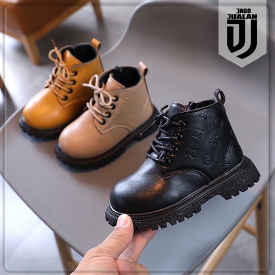 Sepatu Boots Anak Fashion Tali Resleting Motif Embos / Sepatu Boots Tali Anak Laki Laki Perempuan us