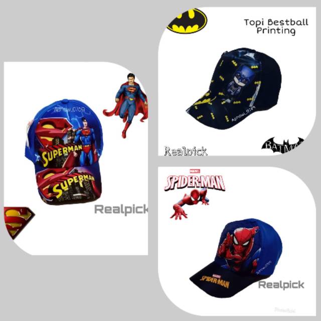 Topi anak printing motif superhero umur 2-10 tahun