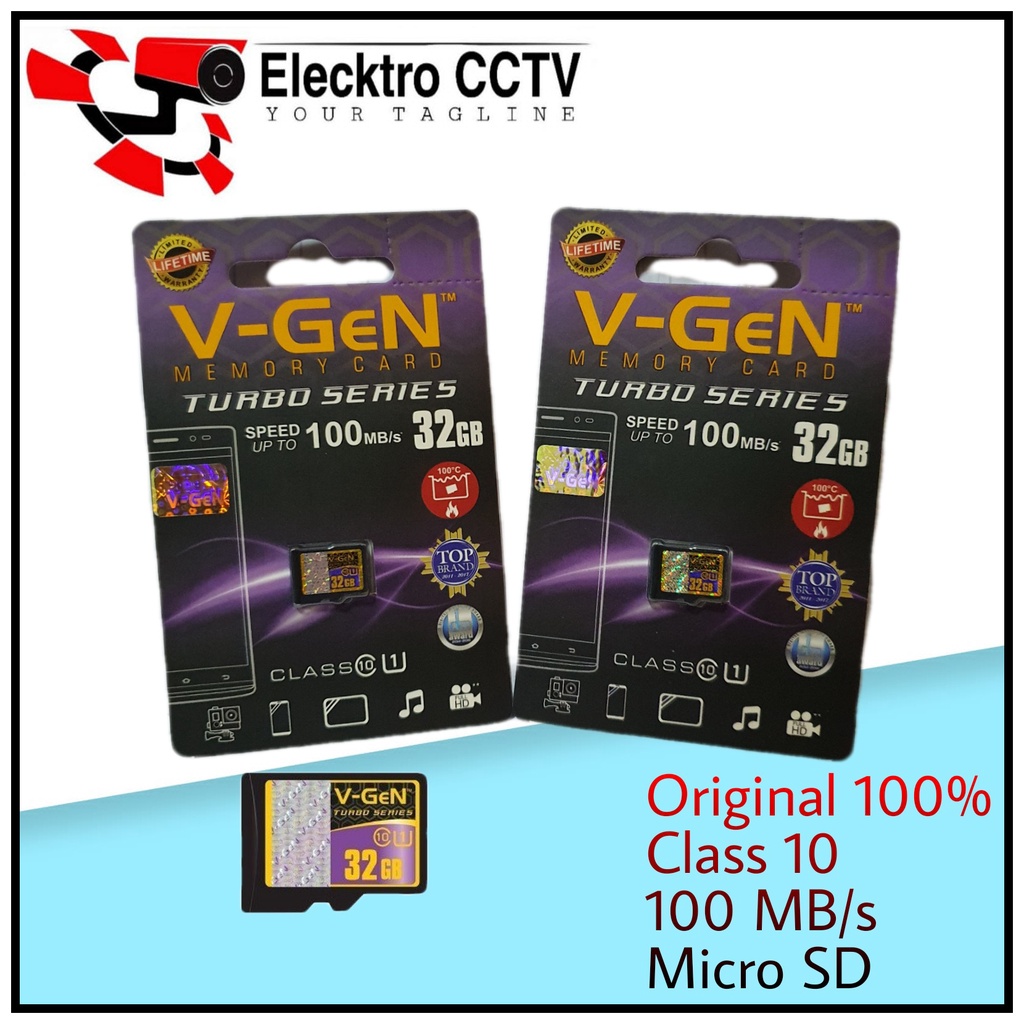 V-GEN Micro SD Vgen Class 10 8GB 16GB 32GB 64GB TURBO SERIES Class10 Memory Card ORIGINAL V-GEN