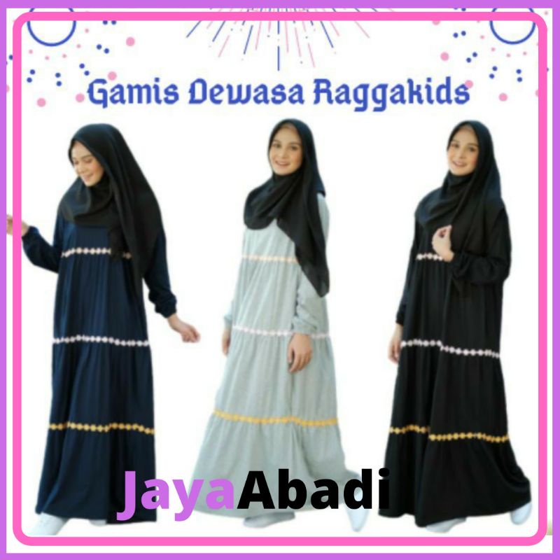 Gamis Kaos Syari Dress Raggakids Dewasa Perempuan Bahan Cotton Casual