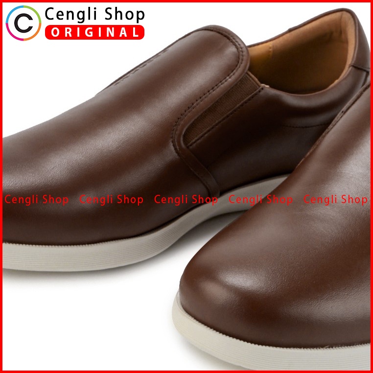 SEPATU OBERMAIN PRIA ORIGINAL CASUAL SLIP ON KULIT ASLI COKLAT OM05