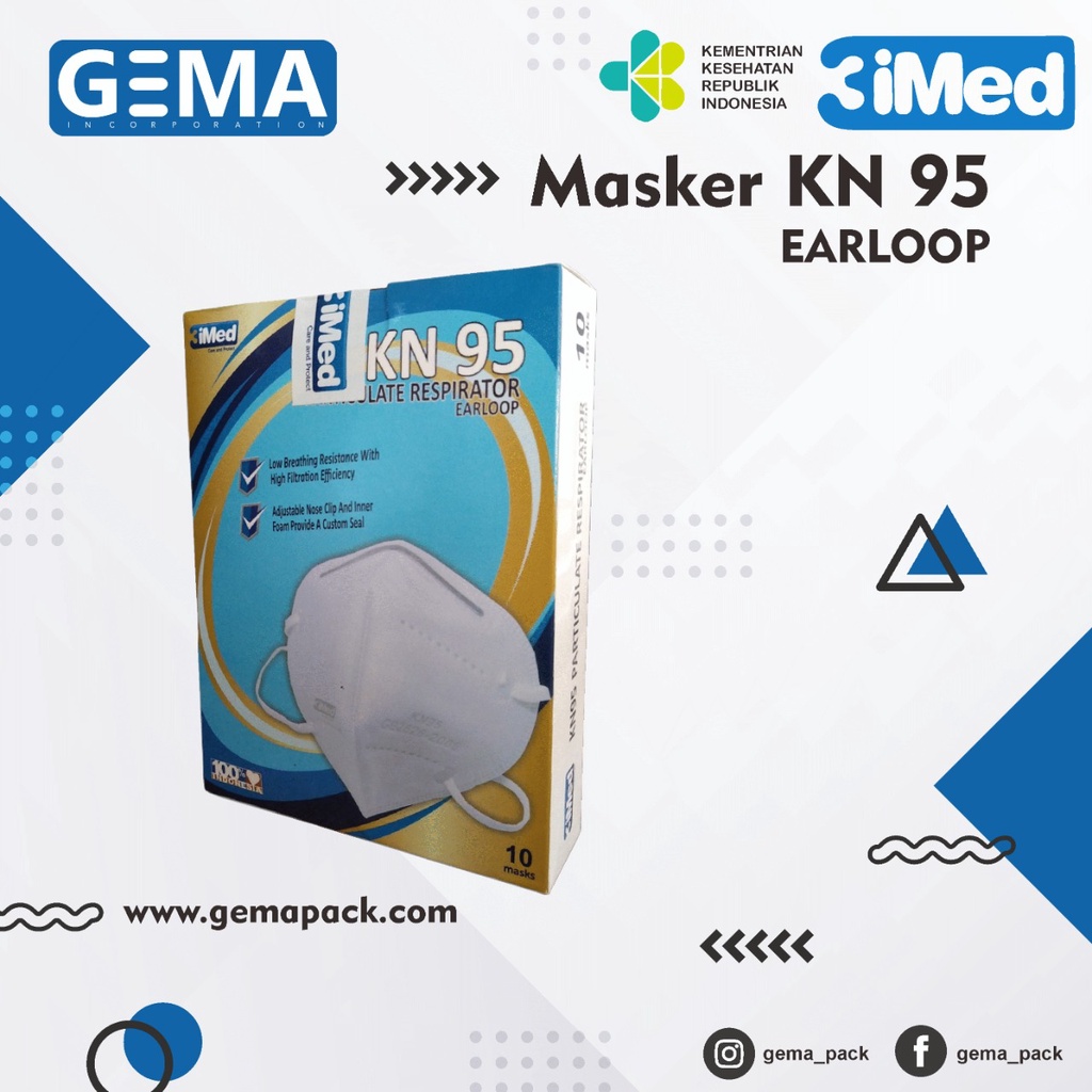 Masker  KN 95  3 imed earloop & headloop isi 10pcs