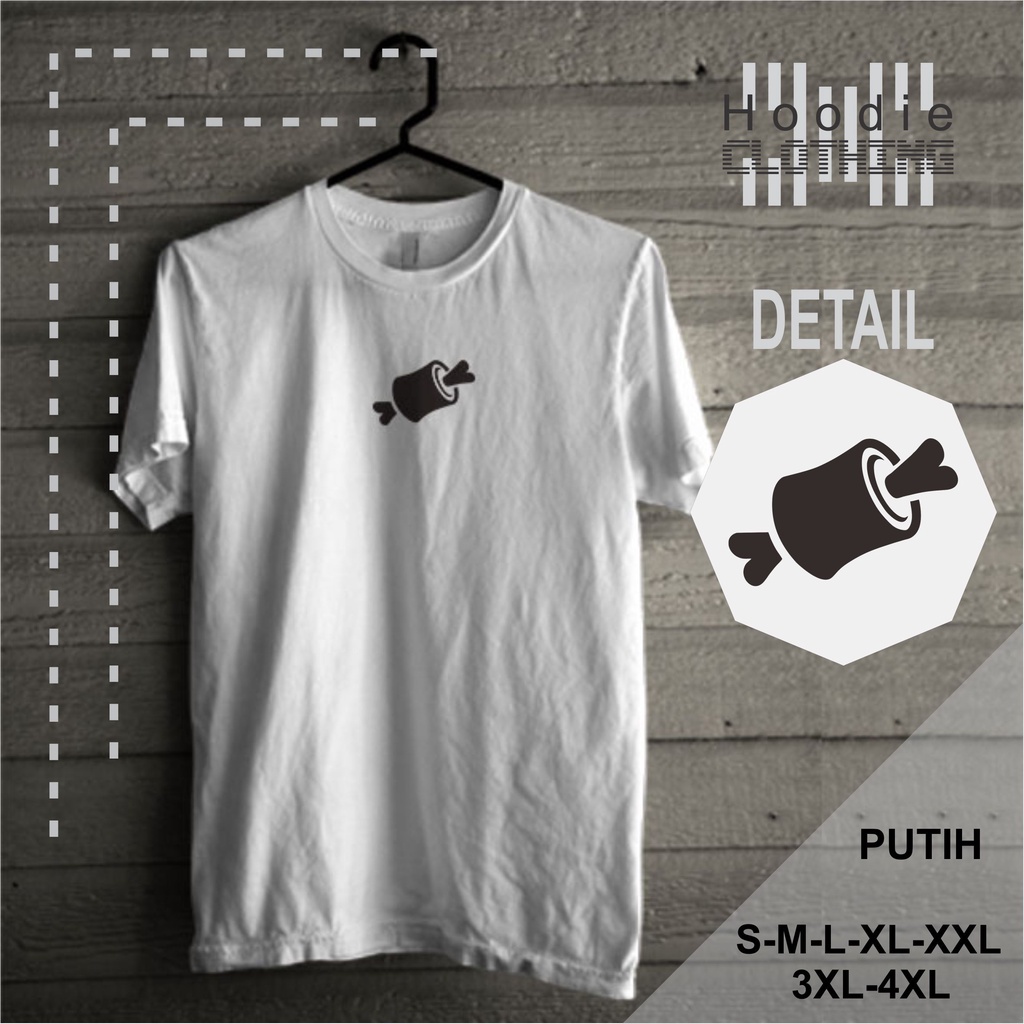 Kaos Pria Distro Baju Cowok Keren Motif Gambar Meat Warna Putih Lengan Pendek Original Murah