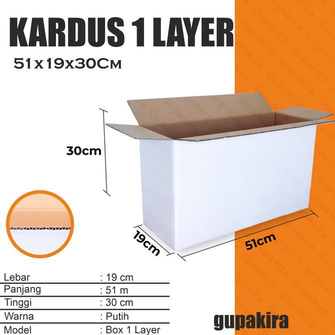 

Kardus / Karton / Box Putih Polos - Uk 51X19X30 Cm - 1 Layer -Gupakira