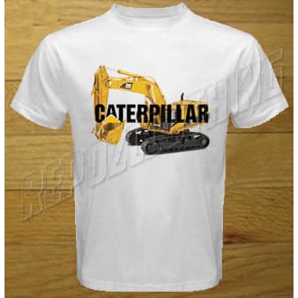 Kaos putih distro caterpillar excavator