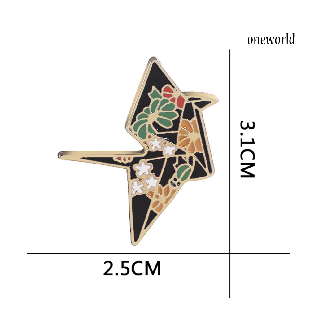 OW@ Cute Crane Pattern Badge Unisex Fabric Decor Enamel Brooch Pin Jewelry Gift