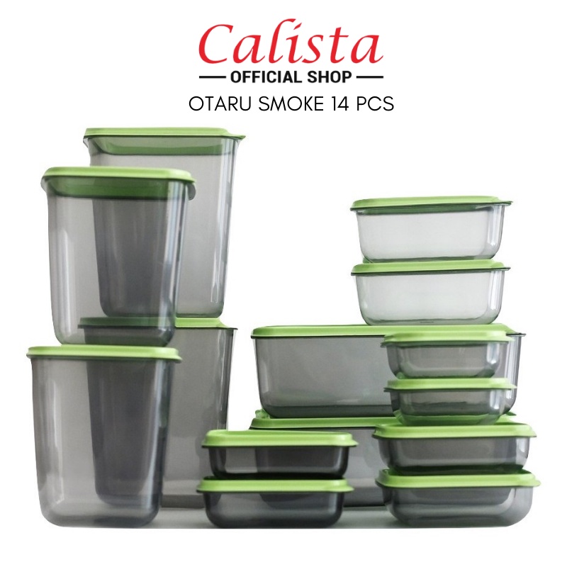 TOPLES KULKAS PLASTIK SET CALISTA OTARU SMOKE SEALWARE 14PCS KOTAK PENYIMPANAN BUMBU KULKAS SERBAGUNA SET FOOD CONTAINER CALISTA FOOD PREPARATION FOOD ORGANIZER FOOD STORAGE TOPLES SAYURAN KULKAS