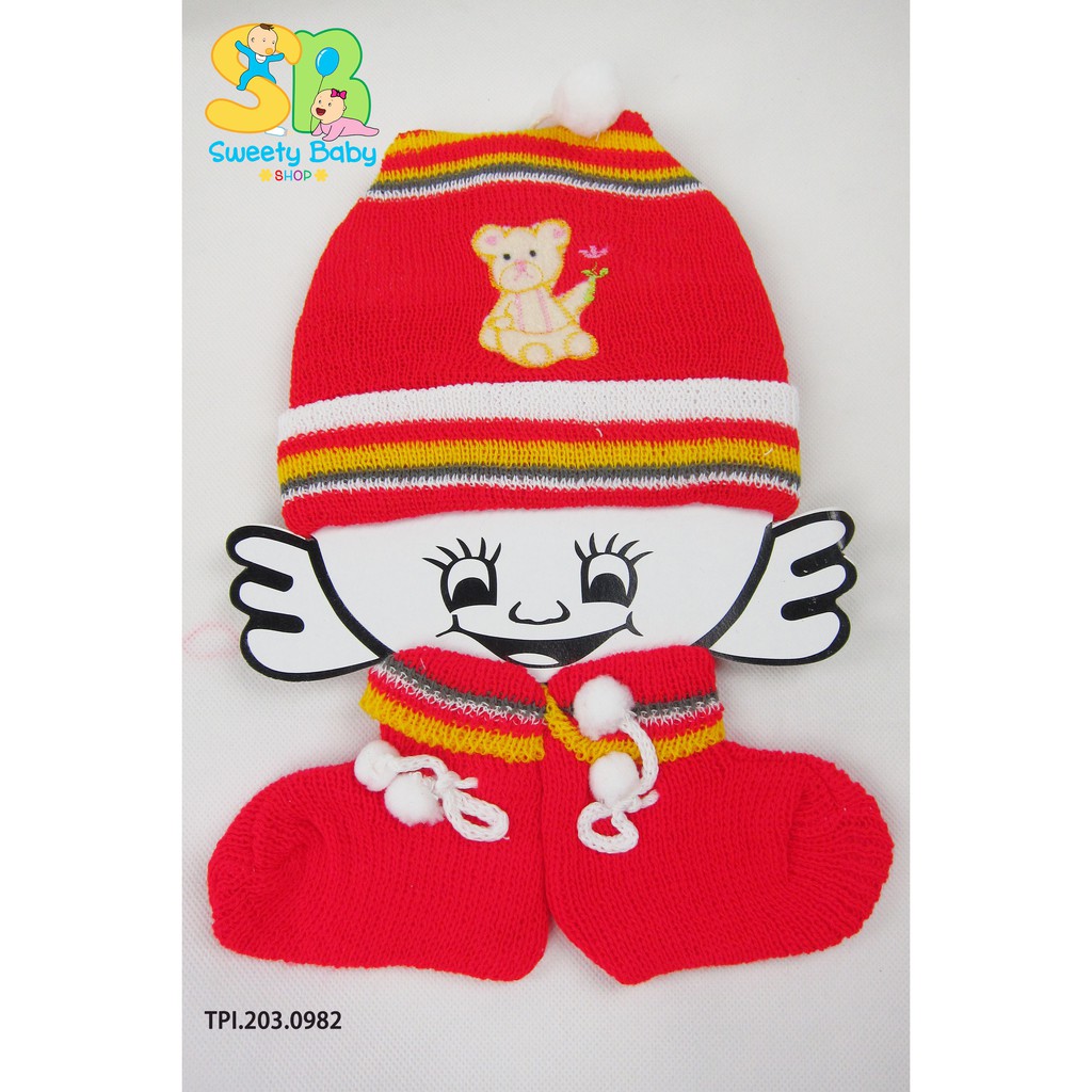 Topi Bayi Set Kupluk Bordir Unisex / Topi Kupluk Rajut Bayi Set Lucu Unisex