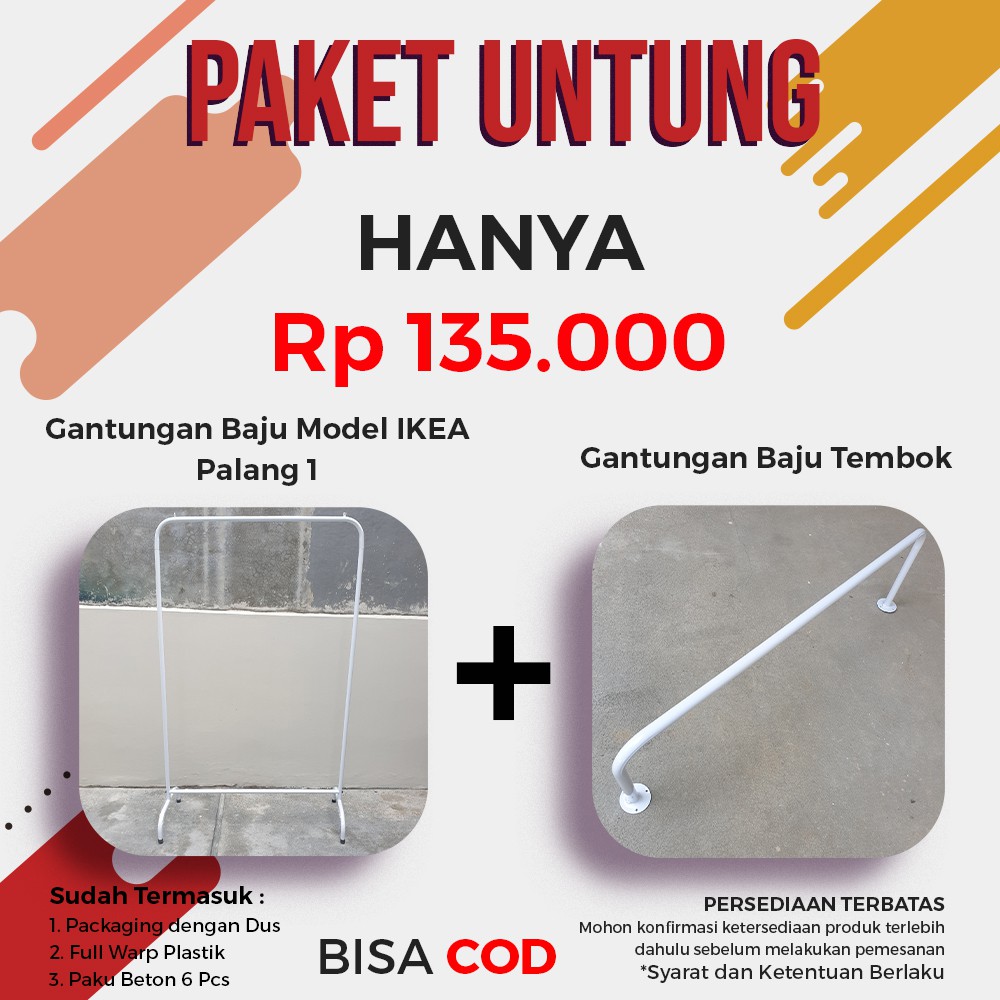 Gantungan Baju / Paket Gawangan Gantung Baju dan Gawangan Tembok Berkualitas Pasti Untung