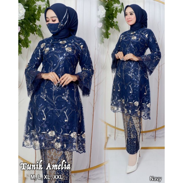 TUNI AMELIA // BAHAN TILLE BORDIR TWOTONE //KODE ADK