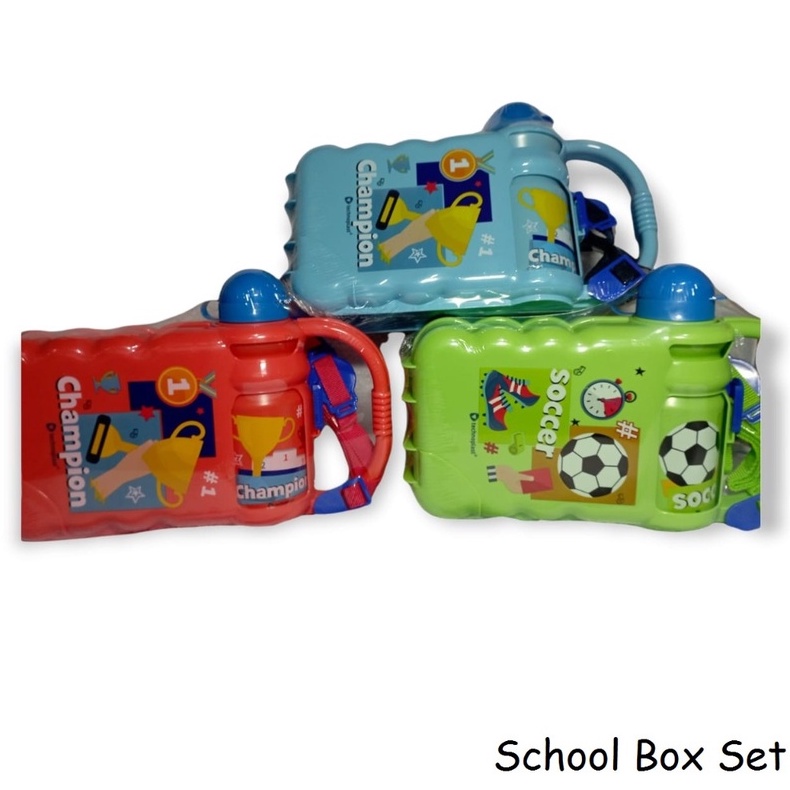 Tempat minum dan kotak makan school box set Karakter edisi anak - random colour