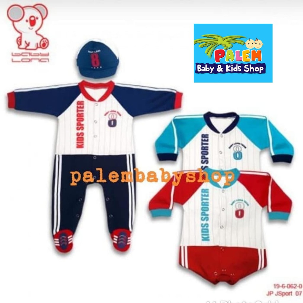 baby lona baju kodok panjang+topi 8team tutup kaki 6062