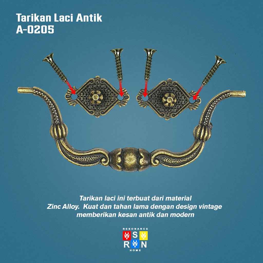 Tarikan Laci Antik Vintage A-0205 / Antique Drawer Handle Resonance Home