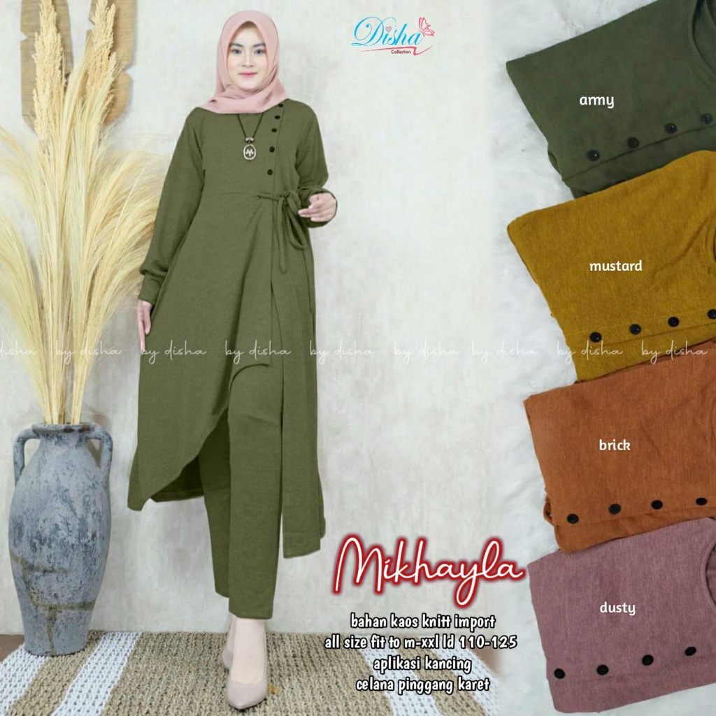 SET MIKHAYLA//SETELAN WANITA HIJAB SET FASHION TUNIK+CELANA PANJANG SETELAN IMPORT SETELAN KAOS LD 1