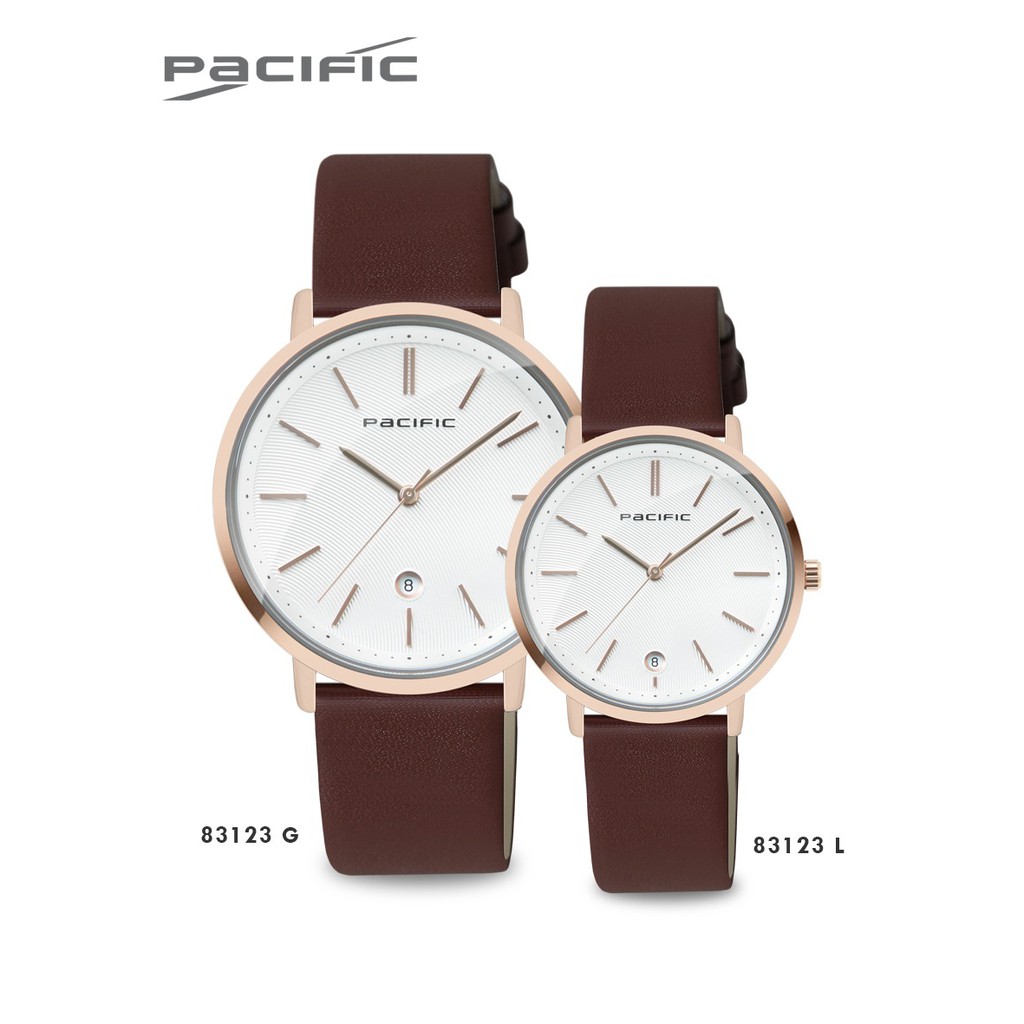 Jam tangan Pacific original 83123  tali kulit - jam tangan couple (pilih size-harga satuan )