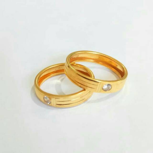 Cincin Polos Permata Satu Cincin Nikah Cincin Kawin Elegant Emas Asli