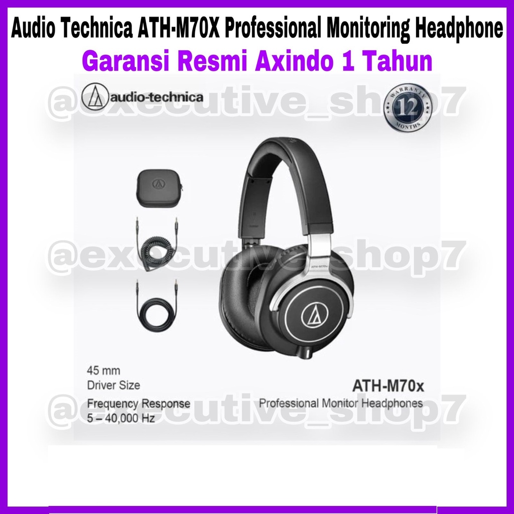 Audio Technica ATH-M70X - Professional Monitoring Headphone - Garansi Resmi Axindo 1 Tahun