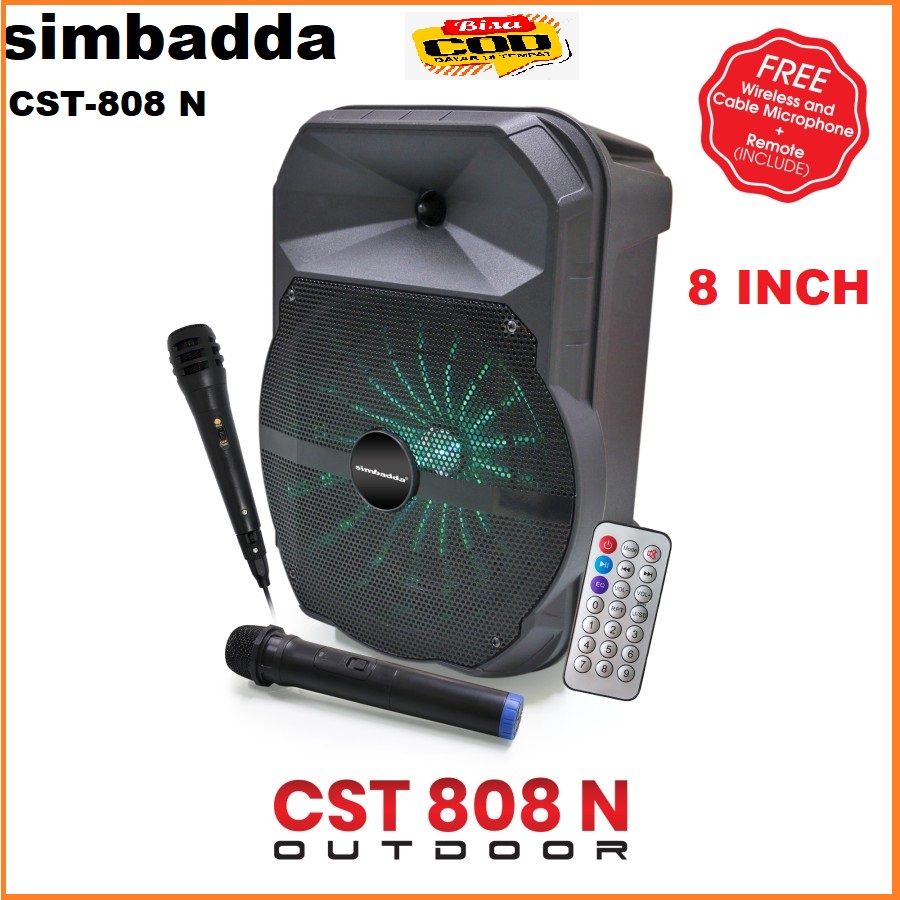 SPEAKER KARAOKE BLUETOOTH SIMBADDA CST 808N BONUS 2 MICS + TWS ORIGNAL