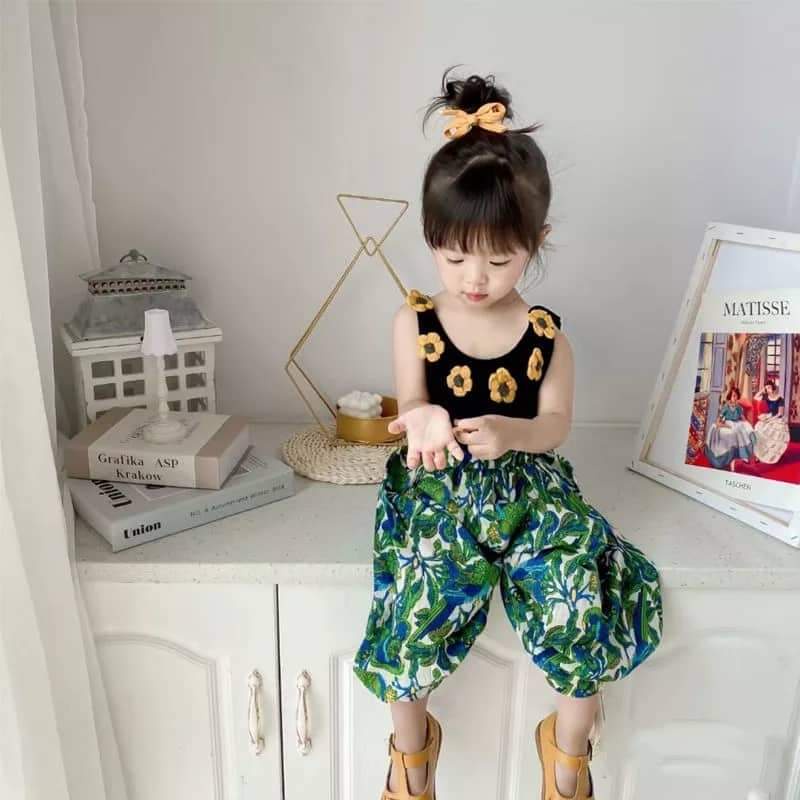 Setelan Anak Perempuan Crop Top Sun Flower