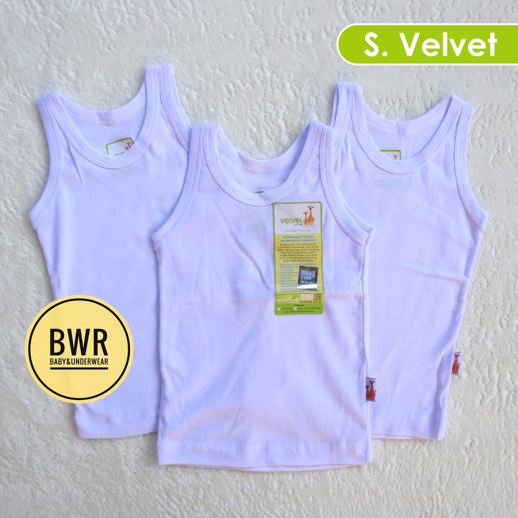 Singlet Velvet Junior PUTIH | Kaos Dalam Baby [ I A5-E5 ] Anak Size NB, XS, S, M, L - Satuan