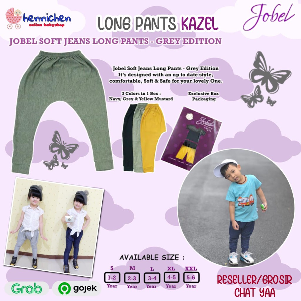  JOBEL  SOFT JEANS LONG  PANTS  GREY EDITION isi 3 PCS 