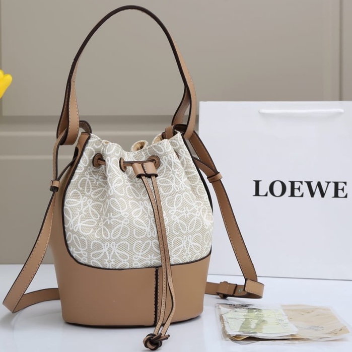 FASHION PREMI IMPORT TAS TOP HANDLE TOTE BUCKET BAG ANAGRAM TAS BAHU TAS SELEMPANG WANITA NILON KANV