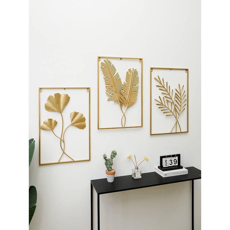 WallDecor Hiasan Dinding Frame Metal Gold / EMAS Daun Leaf Ginko Scandinavian/ WALL Decor Nordic /Ornaments / pajangan besi / tropical panjangan dinding