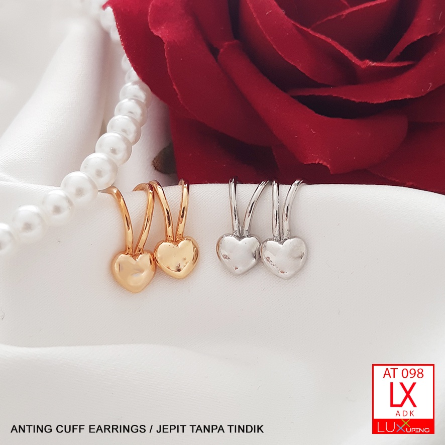 AT 098 Anting Telinga Bisa Jadi Anting Hidung Nath Nose Ring Cuff Earrings Love Tanpa Tindik Yaxiya Luxx Xuping