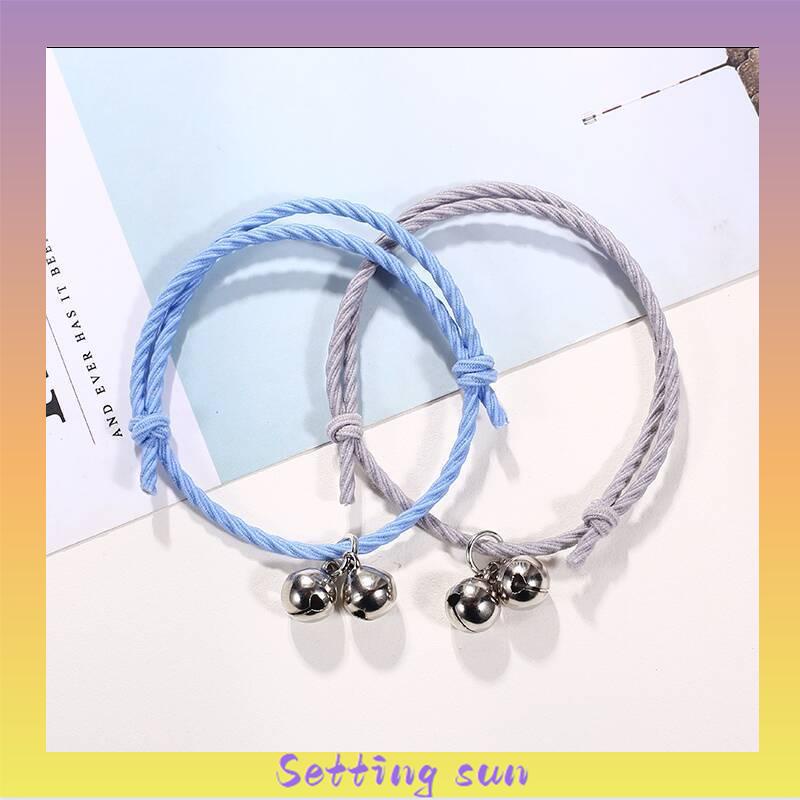 2 PC Korea Wanita Lonceng Adjustable Gelang Pasangan Pacar Hadiah Ulang Tahun TN