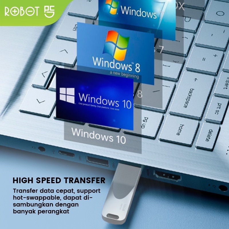 ROBOT USB Flashdisk RMF508 8 GB / RMF516 16 GB All Metal High Speed Kecil dan Portable Compatible for All Windows Original - Garansi 1 Tahun