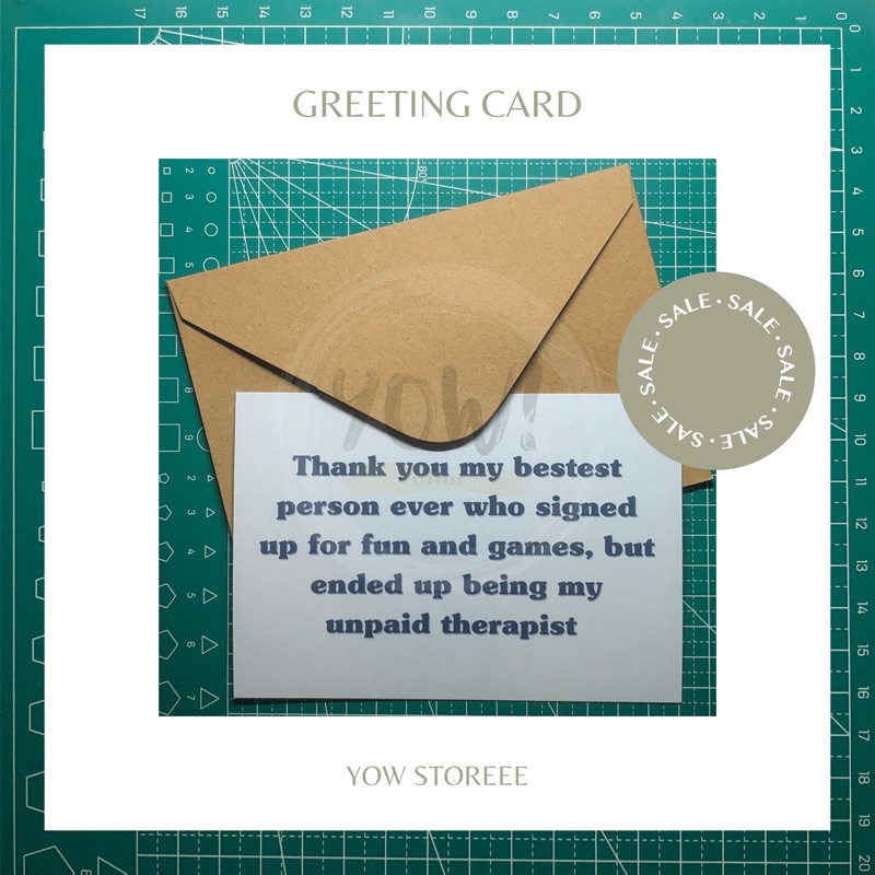 

[YOW CARD] Kartu Ucapan dengan Amplop Kraft Coklat / Greeting Card with Brown Kraft Envelope - Thankful for You / Thank You Card / Bestfriend Card / Bestest Friend Gift / Friend to Therapist / Token of Appreciation Edition - YOW STOREEE