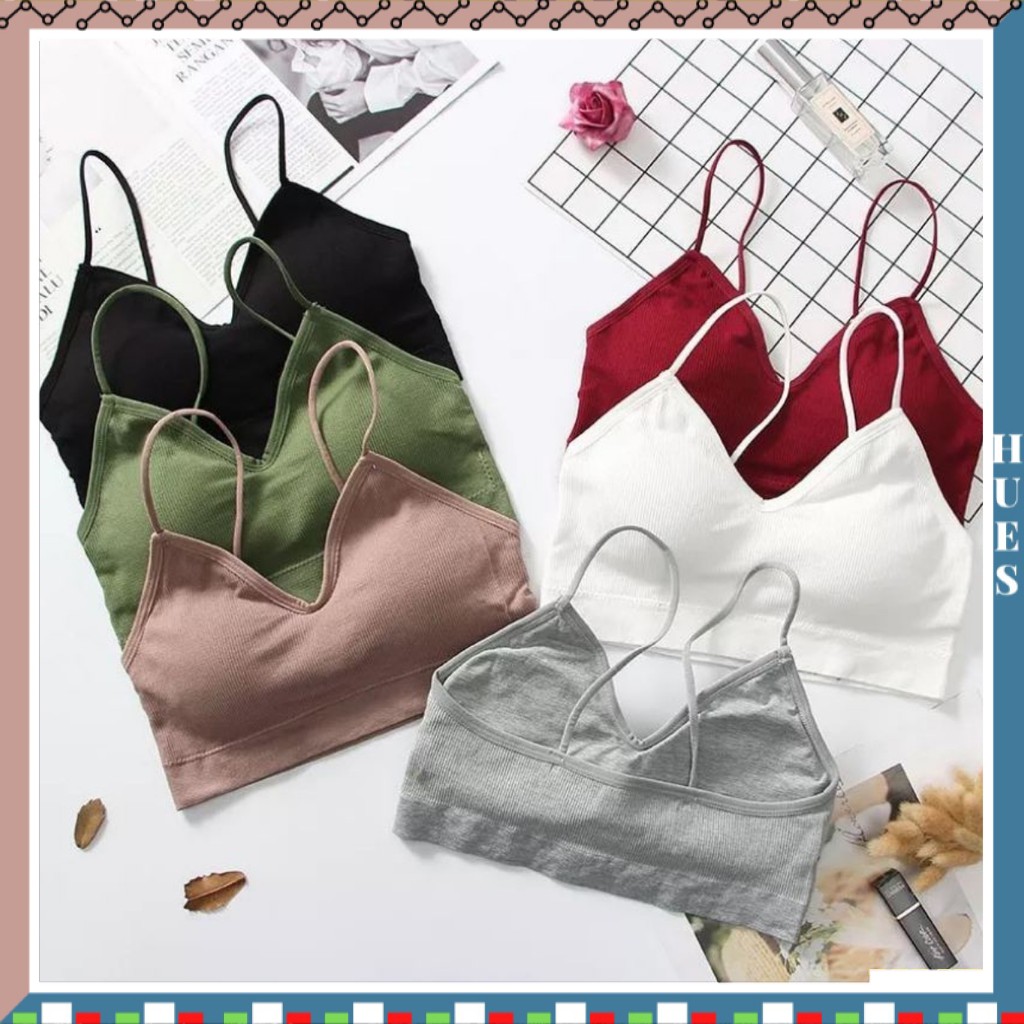 HUES.ID Bra Wanita Tanpa Kawat Bahan Halus Pakaian Dalam bralette Push Up Elastis 1039