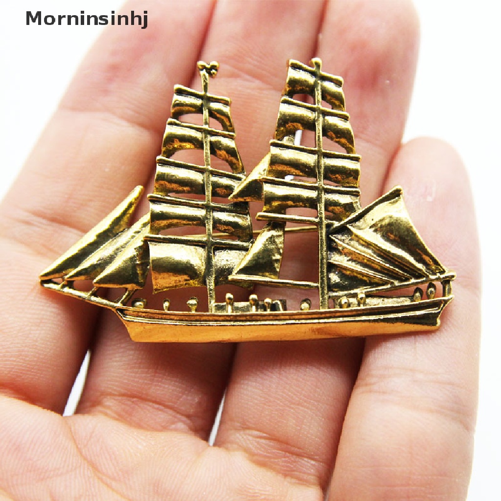 Mornin Fashion Kristal Enamel Vintage Perahu Pin Bros Kerah Lapel Lencana Perhiasan Hadiah id